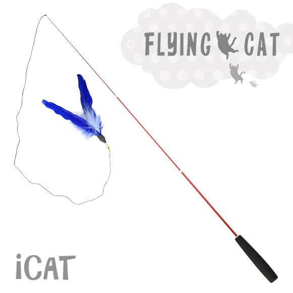iCat FLYING CAT 釣りざお猫じゃらし 青い羽根